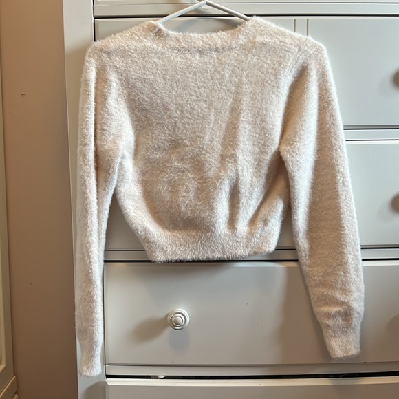 Fuzzy White Cardigan - Picture 3 of 5